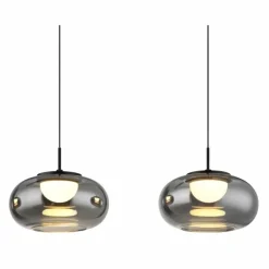 Suspension Verre Fumé-Luminaires Globo Lighting Quintara Suspension LED Noir, 1 lumière