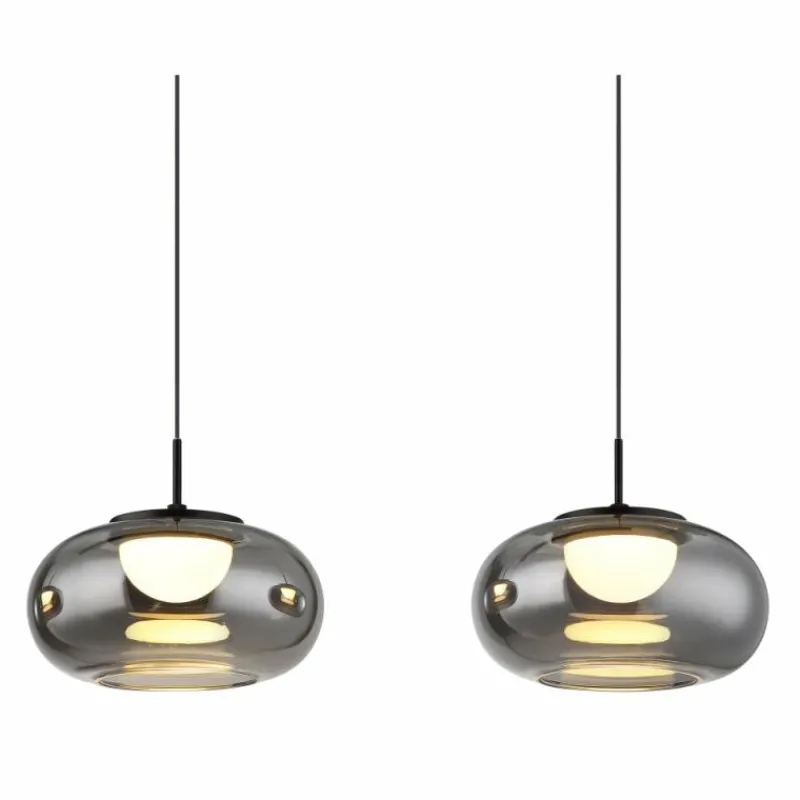 Suspension Verre Fumé-Luminaires Globo Lighting Quintara Suspension LED Noir, 1 lumière