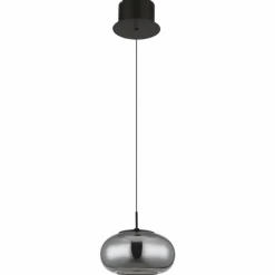 Suspension Verre Fumé-Luminaires Globo Lighting Quintara Suspension LED Noir, 1 lumière