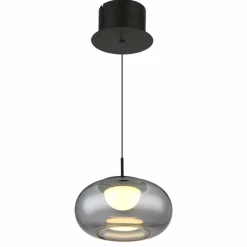 Suspension Verre Fumé-Luminaires Globo Lighting Quintara Suspension LED Noir, 1 lumière