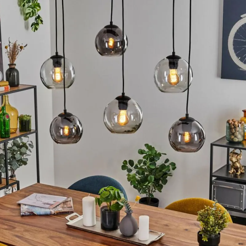 hofstein Quinteiro Suspension Noir, 6 lumières