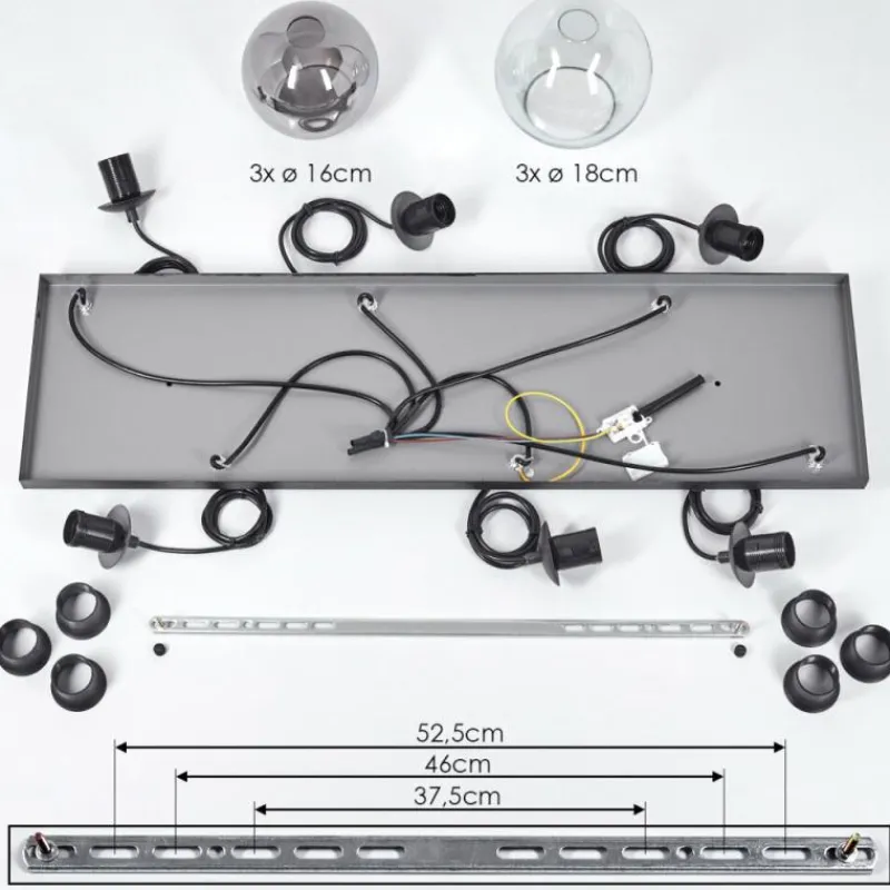 hofstein Quinteiro Suspension Noir, 6 lumières