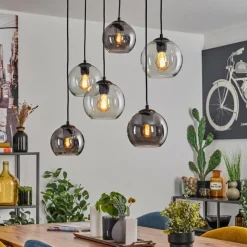 hofstein Quinteiro Suspension Noir, 6 lumières