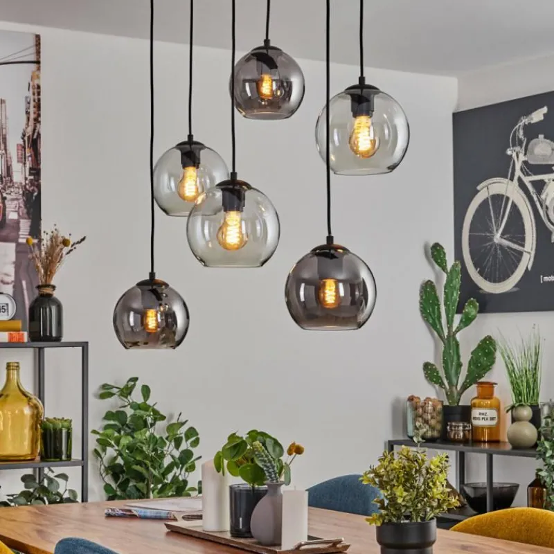 hofstein Quinteiro Suspension Noir, 6 lumières