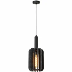 Lampes En Tissu-Luminaires Lucide RAFAL Suspension Noir, 1 lumière