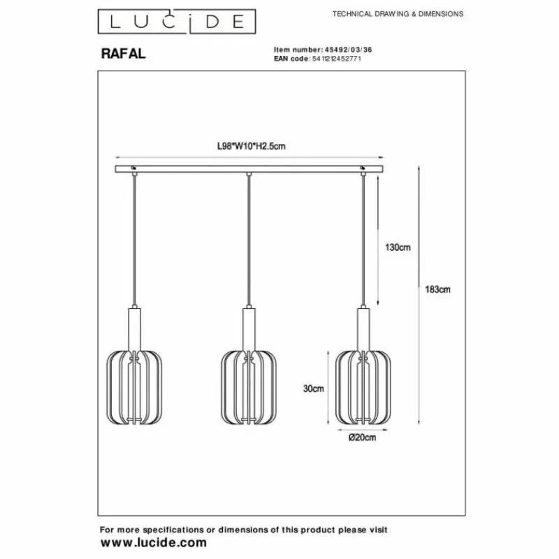 Lampes En Tissu-Luminaires Lucide RAFAL Suspension Noir, 3 lumières