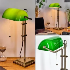 hofstein Ragaz Lampe de banquier, Lampe de bureau, Lampe à poser Vieux laiton, 1 lumière