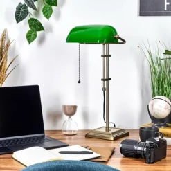 hofstein Ragaz Lampe de banquier, Lampe de bureau, Lampe à poser Vieux laiton, 1 lumière