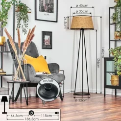 hofstein Ramila Lampadaire Écru, 1 lumière