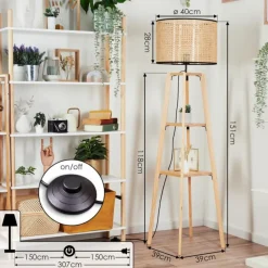 Style Boho-Chic-hofstein Ramila Lampadaire Écru, 1 lumière