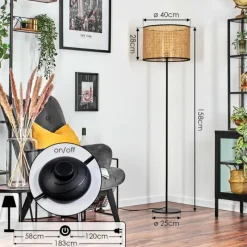 hofstein Ramila Lampadaire Écru, Noir, 1 lumière