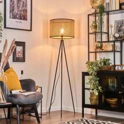 Luminaires Scandinaves-hofstein Ramila Lampadaire Écru, Noir, 1 lumière