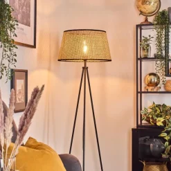 Luminaires Scandinaves-hofstein Ramila Lampadaire Écru, Noir, 1 lumière