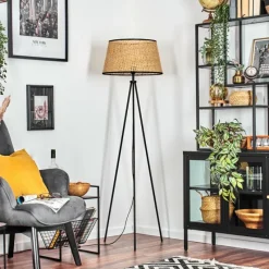 Luminaires Scandinaves-hofstein Ramila Lampadaire Écru, Noir, 1 lumière