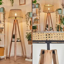 Luminaires Scandinaves-hofstein Ramila Lampadaire Écru, Noir, 1 lumière