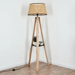 Luminaires Scandinaves-hofstein Ramila Lampadaire Écru, Noir, 1 lumière