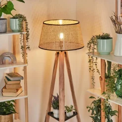 Luminaires Scandinaves-hofstein Ramila Lampadaire Écru, Noir, 1 lumière