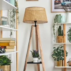 Luminaires Scandinaves-hofstein Ramila Lampadaire Écru, Noir, 1 lumière