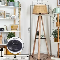 Luminaires Scandinaves-hofstein Ramila Lampadaire Écru, Noir, 1 lumière