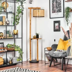 Luminaires Scandinaves-hofstein Ramila Lampadaire Écru, Noir, 1 lumière