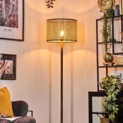 Luminaires Scandinaves-hofstein Ramila Lampadaire Écru, Noir, 1 lumière