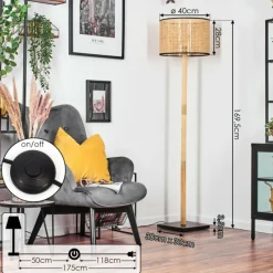 hofstein Ramila Lampadaire Écru, Noir, 1 lumière