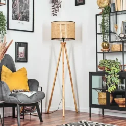 Luminaires Scandinaves-hofstein Ramila Lampadaire Écru, Noir, 1 lumière