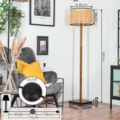 Luminaires Scandinaves-hofstein Ramila Lampadaire Écru, Noir, 1 lumière