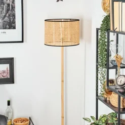 Luminaires Scandinaves-hofstein Ramila Lampadaire Écru, Noir, 1 lumière