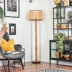 Luminaires Scandinaves-hofstein Ramila Lampadaire Écru, Noir, 1 lumière