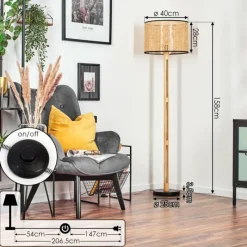 Luminaires Scandinaves-hofstein Ramila Lampadaire Écru, Noir, 1 lumière