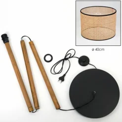 Luminaires Scandinaves-hofstein Ramila Lampadaire Écru, Noir, 1 lumière