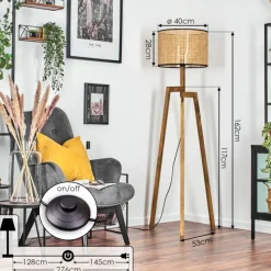 hofstein Ramila Lampadaire, Liseuse Écru, 1 lumière