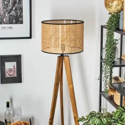 Luminaires Scandinaves-hofstein Ramila Lampadaire, Liseuse Écru, Noir, 1 lumière