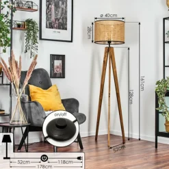 Luminaires Scandinaves-hofstein Ramila Lampadaire, Liseuse Écru, Noir, 1 lumière