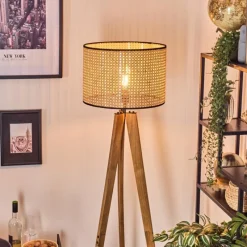 Luminaires Scandinaves-hofstein Ramila Lampadaire, Liseuse Écru, Noir, 1 lumière