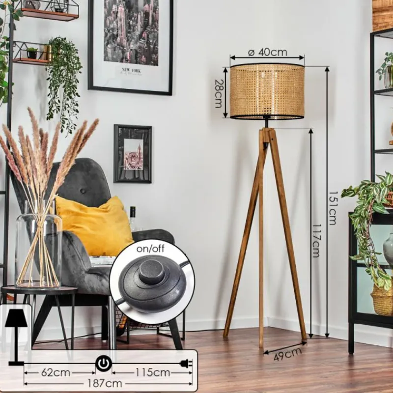 hofstein Ramila Lampadaire, Liseuse Écru, Noir, 1 lumière