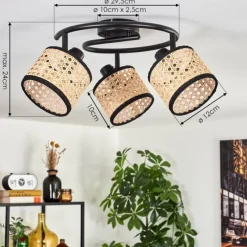 Luminaires Scandinaves-hofstein Ramila Plafonnier Noir, 3 lumières