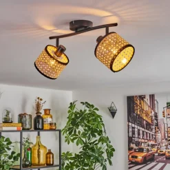 Luminaires Scandinaves-hofstein Ramila Plafonnier Noir, 2 lumières