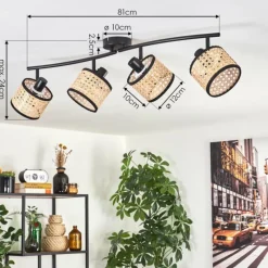 Lampes En Tissu-hofstein Ramila Plafonnier Noir, 4 lumières