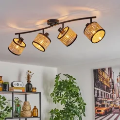 Lampes En Tissu-hofstein Ramila Plafonnier Noir, 4 lumières