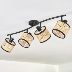 Lampes En Tissu-hofstein Ramila Plafonnier Noir, 4 lumières