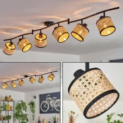 Lampes En Tissu-hofstein Ramila Plafonnier Noir, 6 lumières