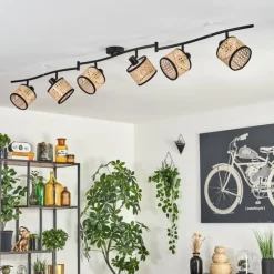 Lampes En Tissu-hofstein Ramila Plafonnier Noir, 6 lumières