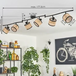 Lampes En Tissu-hofstein Ramila Plafonnier Noir, 6 lumières