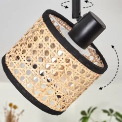 Lampes En Tissu-hofstein Ramila Plafonnier Noir, 6 lumières