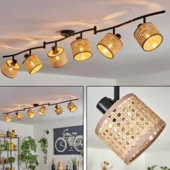 Lampes En Tissu-hofstein Ramila Plafonnier Noir, 6 lumières