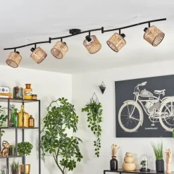 Lampes En Tissu-hofstein Ramila Plafonnier Noir, 6 lumières