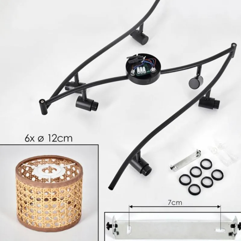 Lampes En Tissu-hofstein Ramila Plafonnier Noir, 6 lumières
