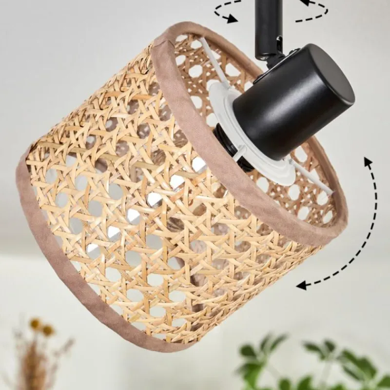 Lampes En Tissu-hofstein Ramila Plafonnier Noir, 6 lumières